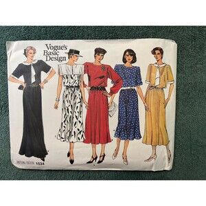 Vogue's Basic Design Pattern #1534 Misses Dress Sizes 8/10/12 Uncut
